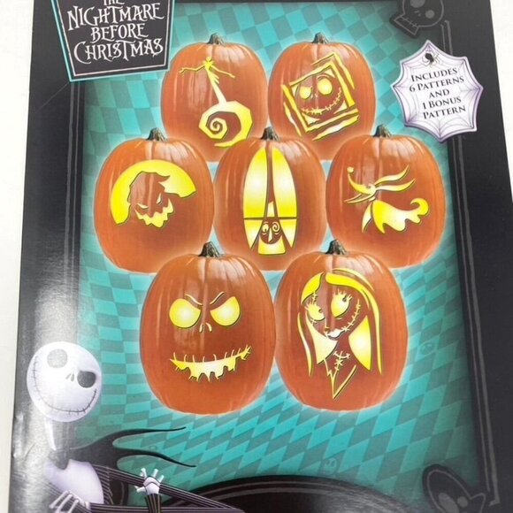 Disney The Nightmare Before Christmas Pumpkin Stencil 7 Patterns Book Halloween - Picture 2 of 5